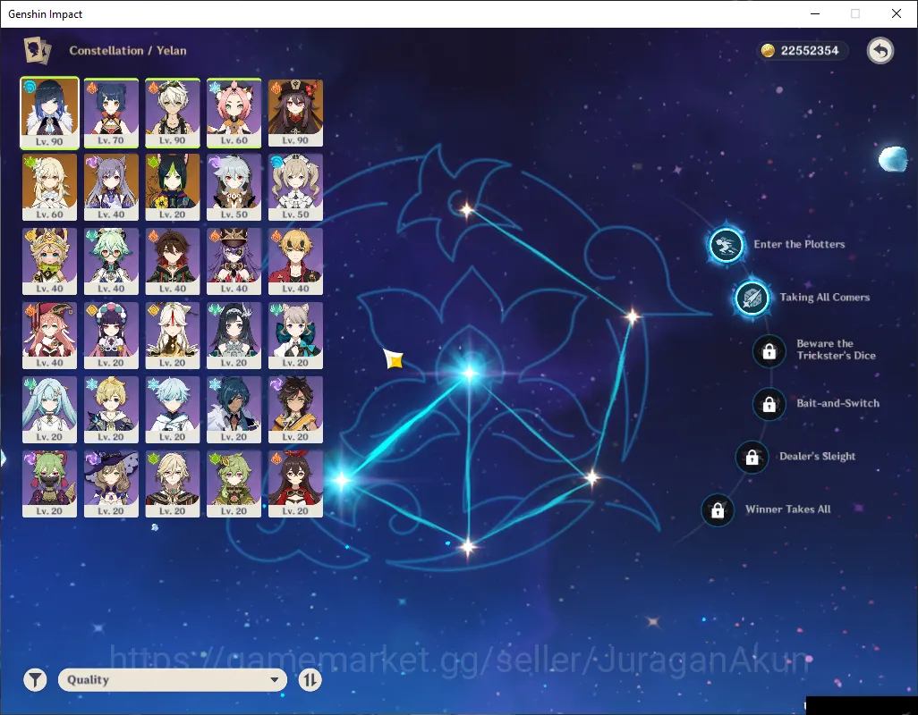 Genshin Impact Accounts Mid Game ASIA ||AR 53 ||2 Limited 2+(5*Weapon)|(Yelan C2+Sign) |Hu 3