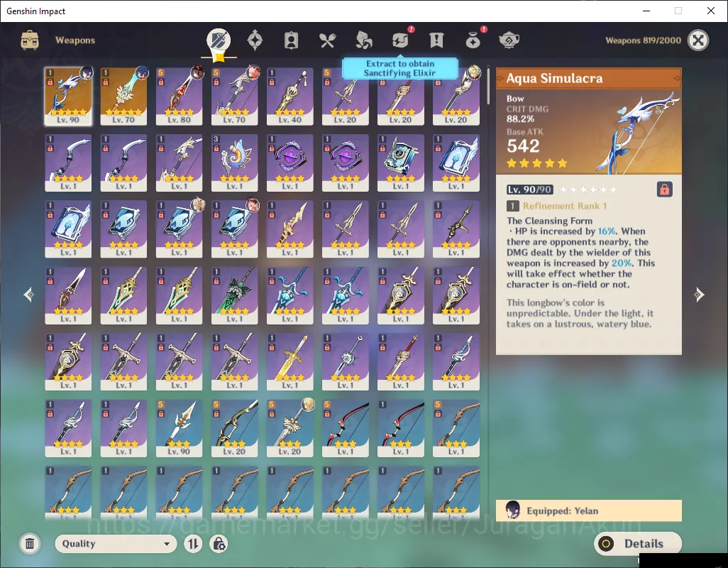 Genshin Impact Accounts Mid Game ASIA ||AR 53 ||2 Limited 2+(5*Weapon)|(Yelan C2+Sign) |Hu 4