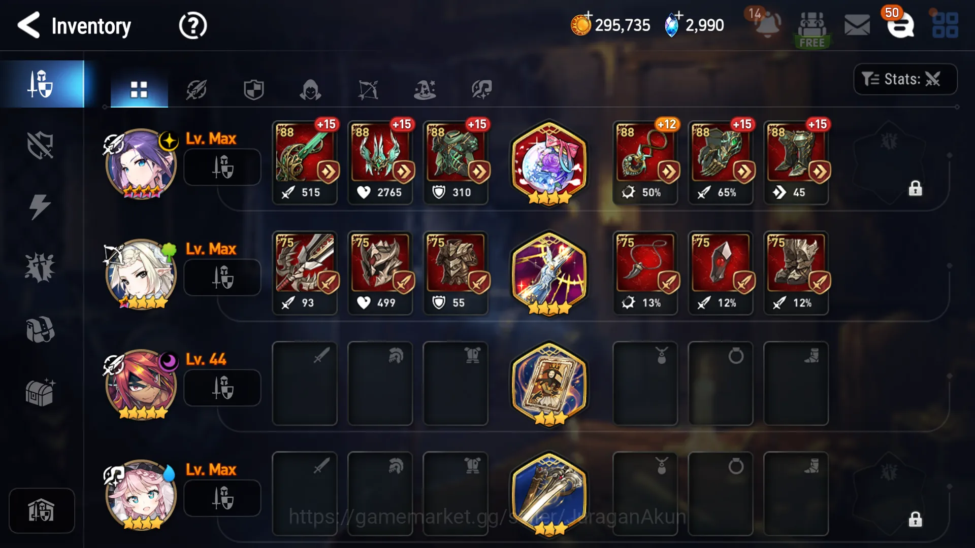 Epic Seven Accounts Starter Global Unverif|4ML(JKise, MChloe. DLilibet, BMHaste)+Fenne, Robin, etc|2.9kSStone|PoH 9