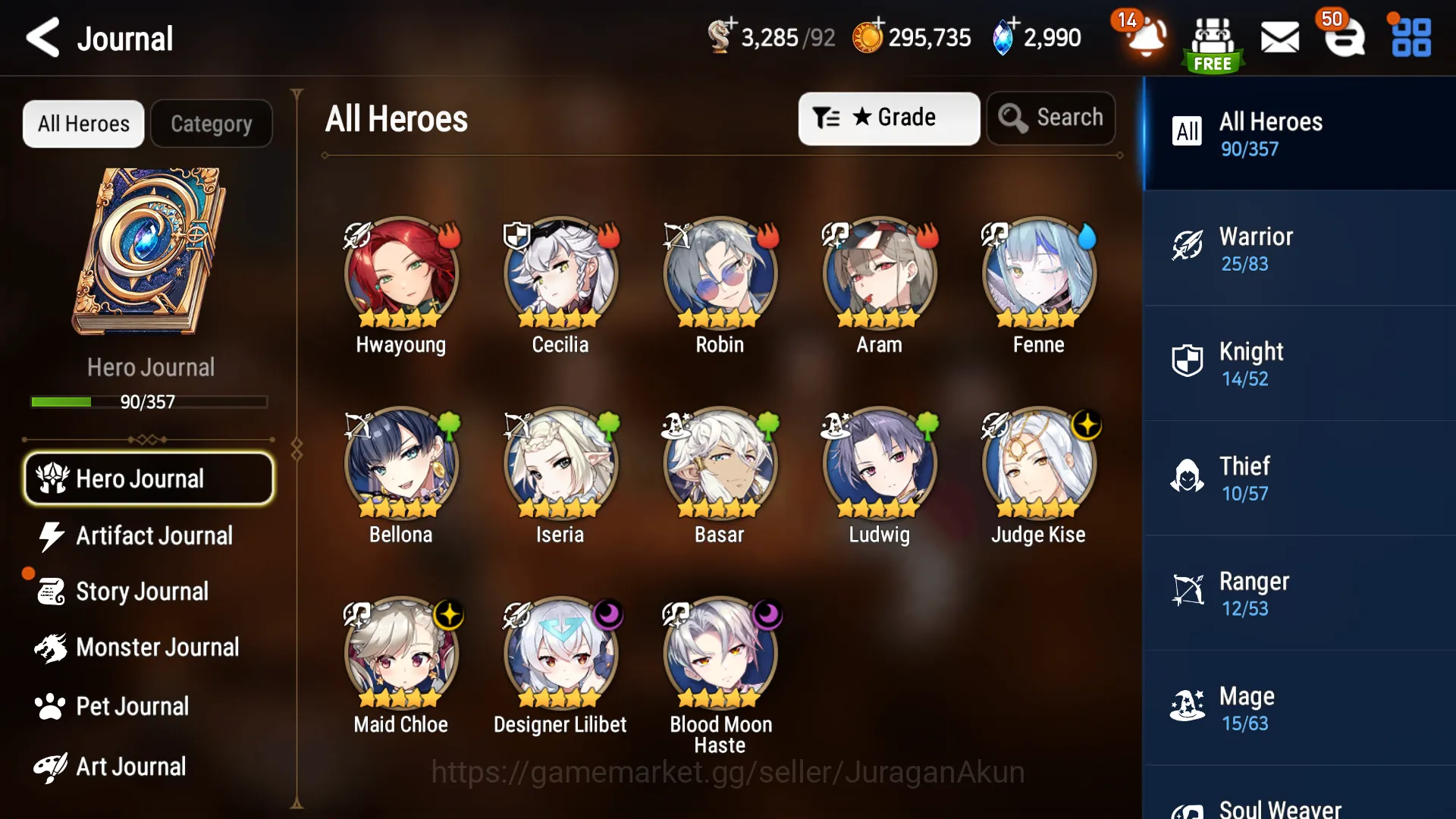 Epic Seven Accounts Starter Global Unverif|4ML(JKise, MChloe. DLilibet, BMHaste)+Fenne, Robin, etc|2.9kSStone|PoH 8