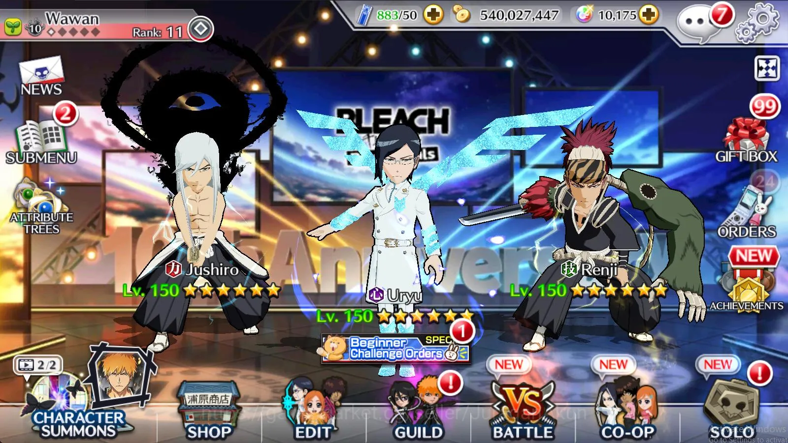 Bleach: Brave Souls Accounts [GLOBAL] 10k Orbs + 5 5/5 Char (TYBW25 Uryu,Renji, image 3