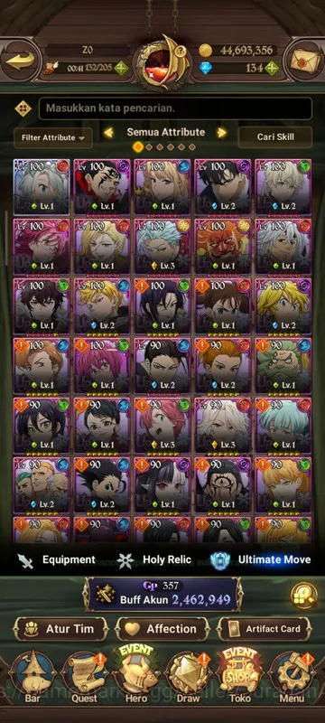 The Seven Deadly Sins: Grand Cross Accounts Midgame Asia |2,4M CC| 1LR + 3UR + Collab Solev + 134 Gems (Elizabeth, ODKing 2