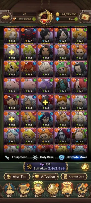 The Seven Deadly Sins: Grand Cross Accounts Midgame Asia |2,4M CC| 1LR + 3UR + Collab Solev + 134 Gems (Elizabeth, ODKing 3