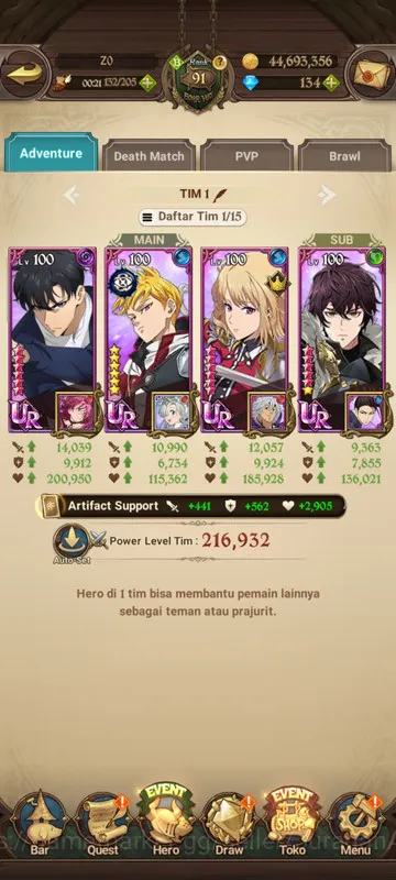 The Seven Deadly Sins: Grand Cross Accounts Midgame Asia |2,4M CC| 1LR + 3UR + Collab Solev + 134 Gems (Elizabeth, ODKing 5