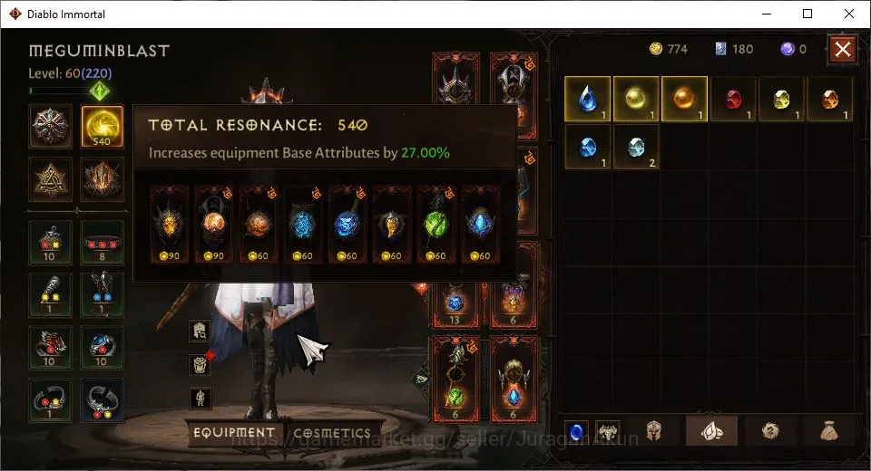 Diablo Immortal Accounts Starter SEA-Izual|Lv60(220) Wizard|24K CR|Reso 540|Hell III|Paragon Brawler|Hell Lv 18|2 Cosmetic 3