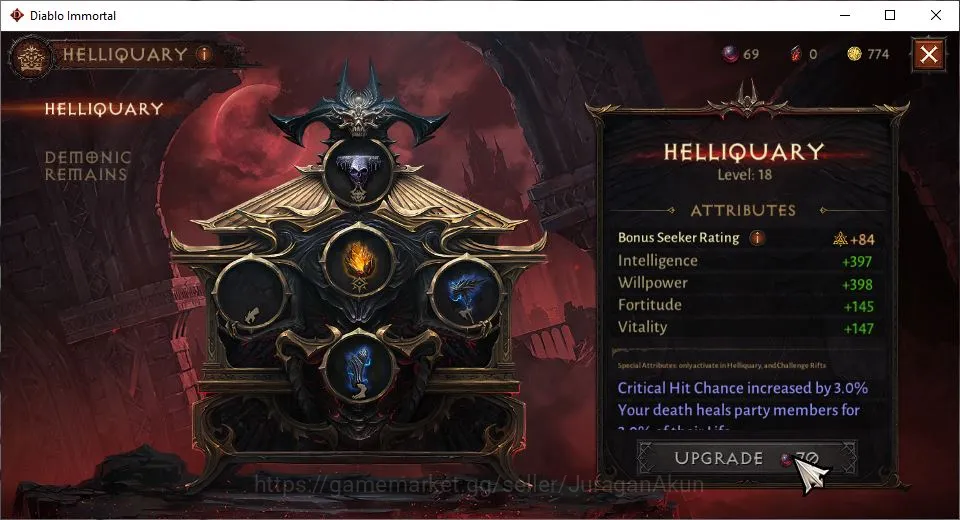 Diablo Immortal Accounts Starter SEA-Izual|Lv60(220) Wizard|24K CR|Reso 540|Hell III|Paragon Brawler|Hell Lv 18|2 Cosmetic 5