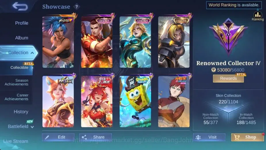Mobile Legends: Bang Bang Accounts Global|Hero 114|Skin 220|Renowned|CC Natalia|KOF K image 2
