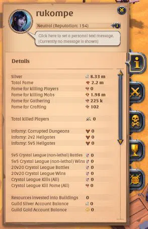 Albion Online Accounts ASIA|2,2M Total Fame - 8,33M Silver|T7 Skinning Kn image 1