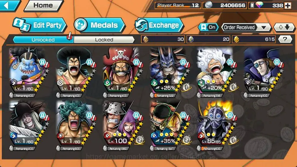 One Piece Bounty Rush Accounts Global | EX 4 | PR 12 |Monkey D. Luffy Max, Zoro&S image 4
