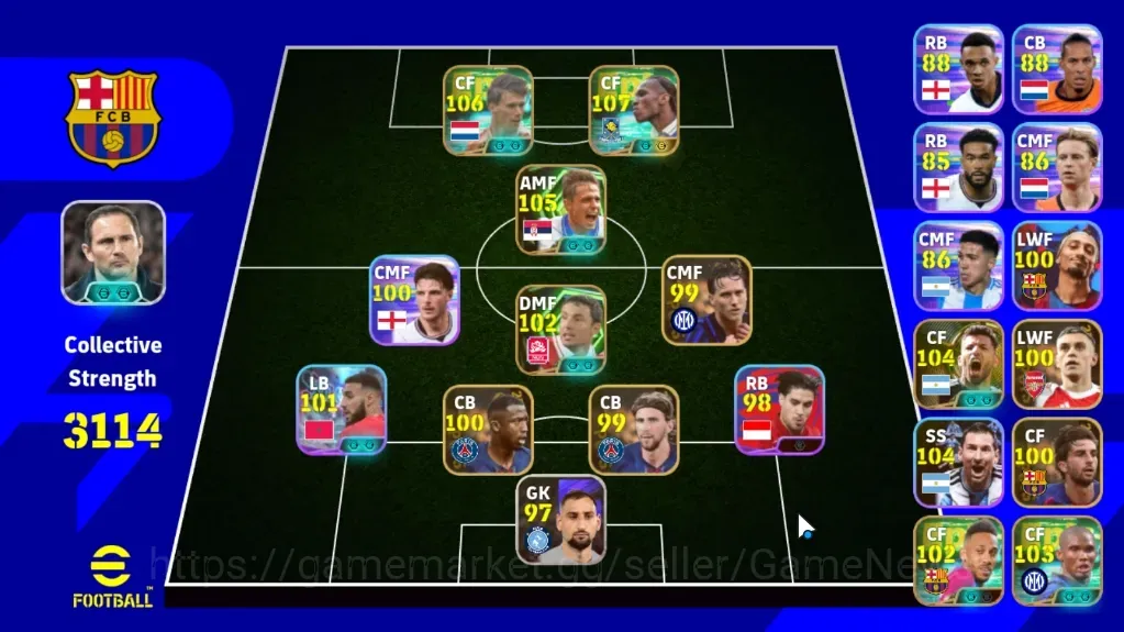 eFootball Accounts Legends & Iconic Players Android|Power 3114|8 Epic Didier Drogba,Marco Van Basten,Dragan Stojkovic,Mark 1