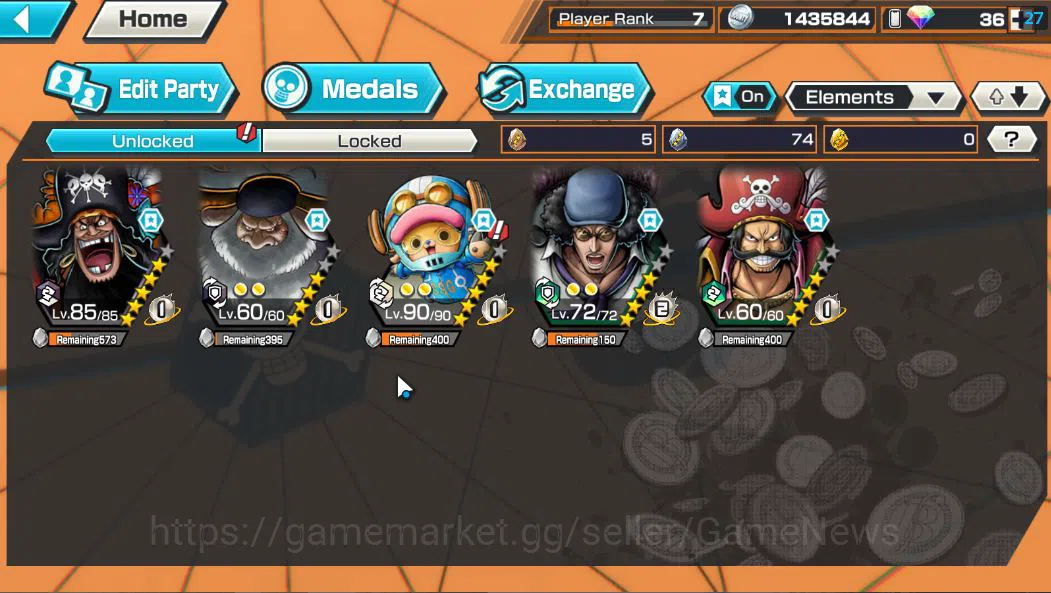 One Piece Bounty Rush Accounts Global|4 EX | T5E St.Jaygarcia Saturn,T4E Marshall image 4