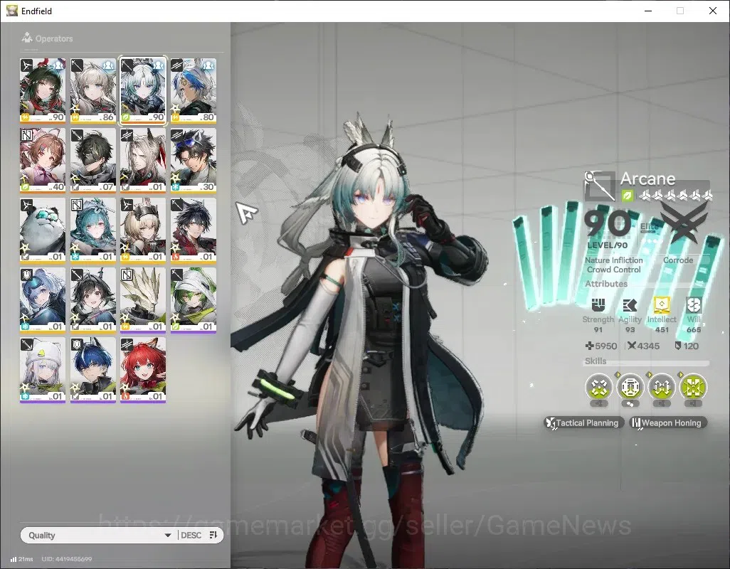Arknights: Endfield Accounts Asia|Lvl 53|61K Oro+174 Ori|4 SSR 2 Limited + 11(*6Weapon)|(Arcane,ZhuangFangyi)+Sign|Selector 1