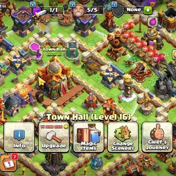 Clash of Clans Accounts High-End Global | TH 16-BH 8|LVL 185|HH 10|BK 70,AQ 77,MP 56,GW 47,RC 45,DD 9|3 MaxLvl Pets|3 Books