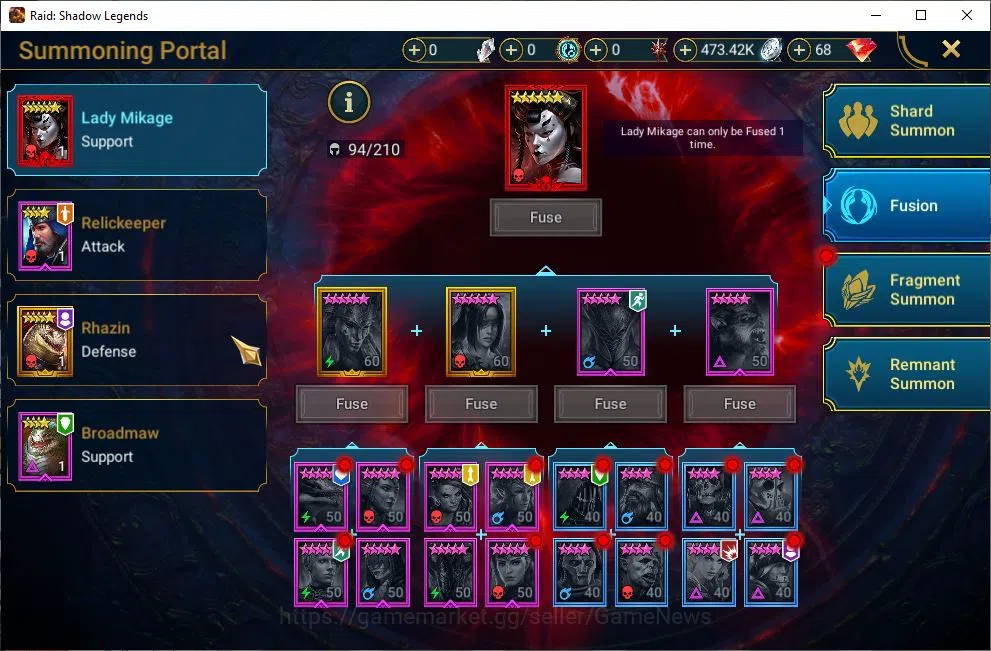 Raid: Shadow Legends Accounts Lv45 882K Power|1 Mythic(Frolni)|22 Legend(Krisk,B image 15