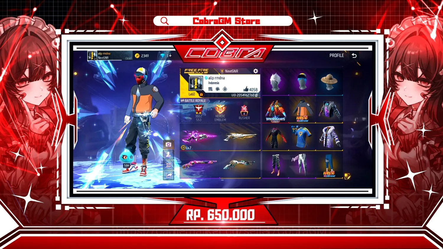 Free Fire Accounts Akun Free Fire Vault 445 | Evo 3 Max 1 | FrostFire | Naruto | Void | Football Star | Genji | Jerami 1