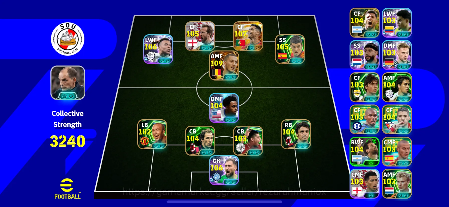 eFootball Accounts Legends & Iconic Players ovr 3240 • bigtime ronaldo • bigtime hazard • showtime mbappe • epic david villa 1