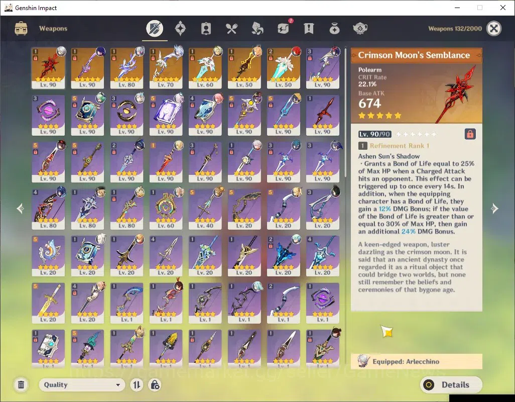 Genshin Impact Accounts ASIA|AR 60|Arle+Sign+PremTeam|13 Limited+7(*5Weap) image 9