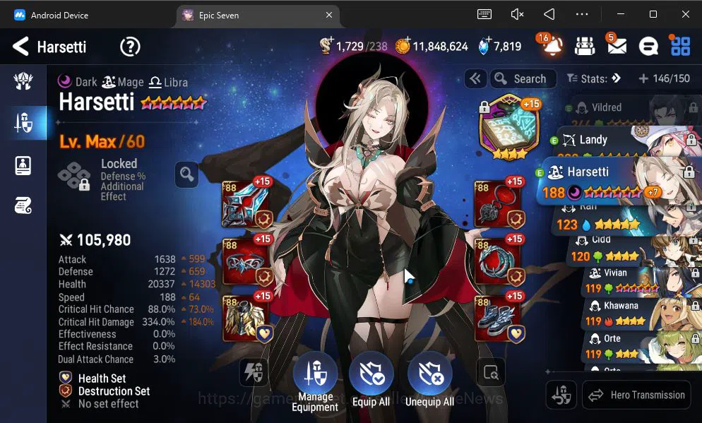 Epic Seven Accounts GLOBAL UNVERIF|New Era|4 ML(LH Cermia,Har Setti,Et image 4