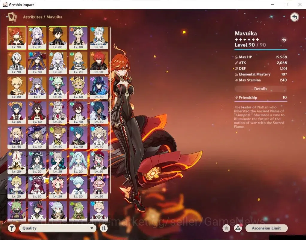Genshin Impact Accounts Asia|AR 55|6 Limited+1(*5Weapon)|MavuikaC1,Skirk,C image 3