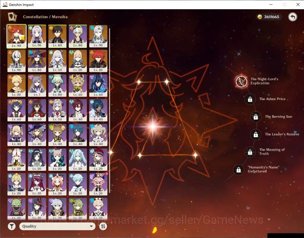 Genshin Impact Accounts Asia|AR 55|6 Limited+1(*5Weapon)|MavuikaC1,Skirk,C image 4