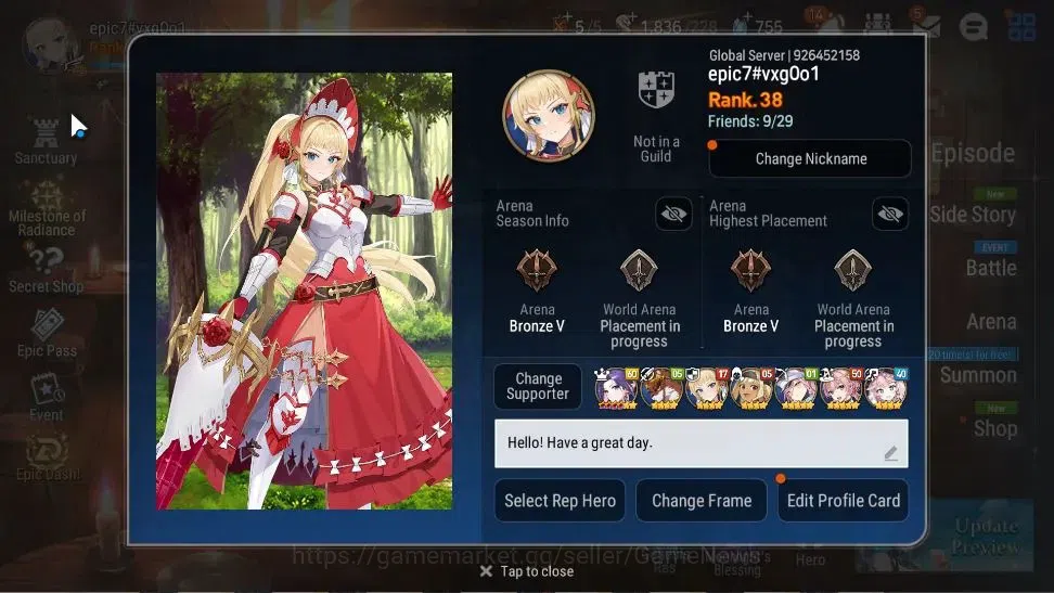Epic Seven Accounts Limited Hero Global Unverif|3 ML(Belian,Apocalypse Ravi, Lionheart Cermia)+Ab 2