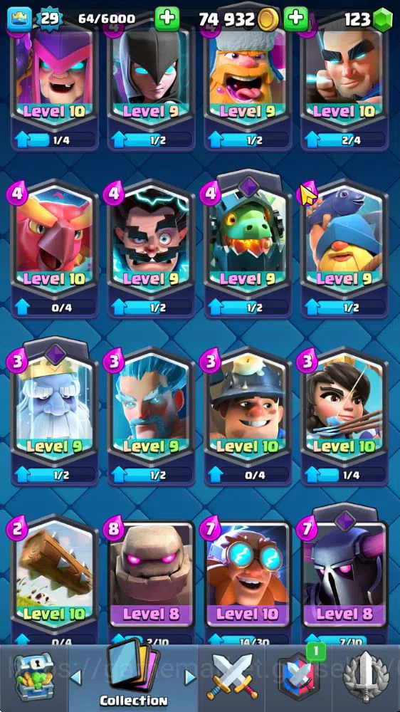 Clash Royale Accounts Midgame Lv 20|Trophy 3310|KTL 8|Limited Skin|Card 58| 1 Hero 2 EVO 17 Legendary 31 Epic 30 Rare 29 13