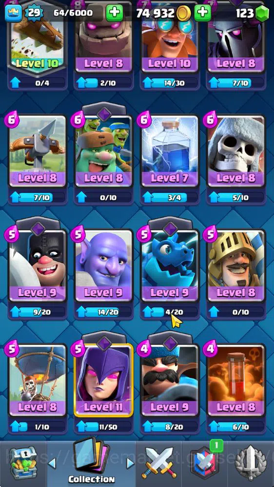 Clash Royale Accounts Midgame Lv 20|Trophy 3310|KTL 8|Limited Skin|Card 58| 1 Hero 2 EVO 17 Legendary 31 Epic 30 Rare 29 14