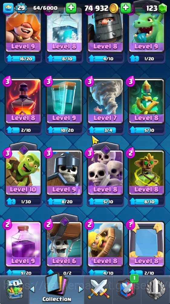 Clash Royale Accounts Midgame Lv 20|Trophy 3310|KTL 8|Limited Skin|Card 58| 1 Hero 2 EVO 17 Legendary 31 Epic 30 Rare 29 15