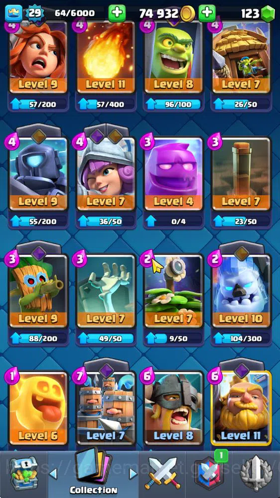 Clash Royale Accounts Midgame Lv 20|Trophy 3310|KTL 8|Limited Skin|Card 58| 1 Hero 2 EVO 17 Legendary 31 Epic 30 Rare 29 17