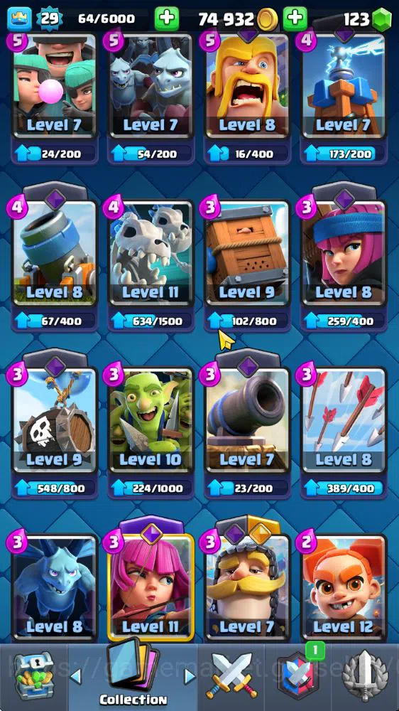 Clash Royale Accounts Midgame Lv 20|Trophy 3310|KTL 8|Limited Skin|Card 58| 1 Hero 2 EVO 17 Legendary 31 Epic 30 Rare 29 18