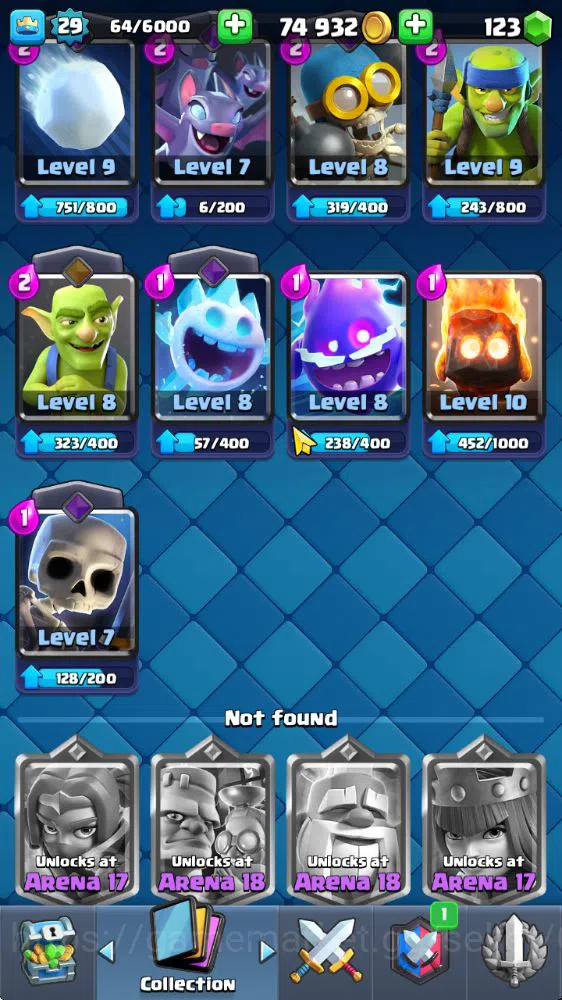 Clash Royale Accounts Midgame Lv 20|Trophy 3310|KTL 8|Limited Skin|Card 58| 1 Hero 2 EVO 17 Legendary 31 Epic 30 Rare 29 19