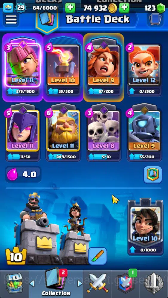 Clash Royale Accounts Midgame Lv 20|Trophy 3310|KTL 8|Limited Skin|Card 58| 1 Hero 2 EVO 17 Legendary 31 Epic 30 Rare 29 4