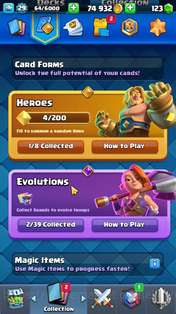 Clash Royale Accounts Midgame Lv 20|Trophy 3310|KTL 8|Limited Skin|Card 58| 1 Hero 2 EVO 17 Legendary 31 Epic 30 Rare 29 5