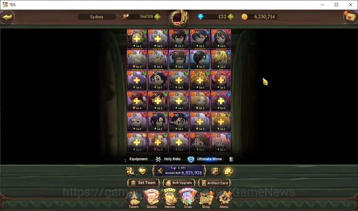 The Seven Deadly Sins: Grand Cross Accounts Midgame Asia|7M CC|62 LS+122 DM|5 LR+11 UR+Many 10