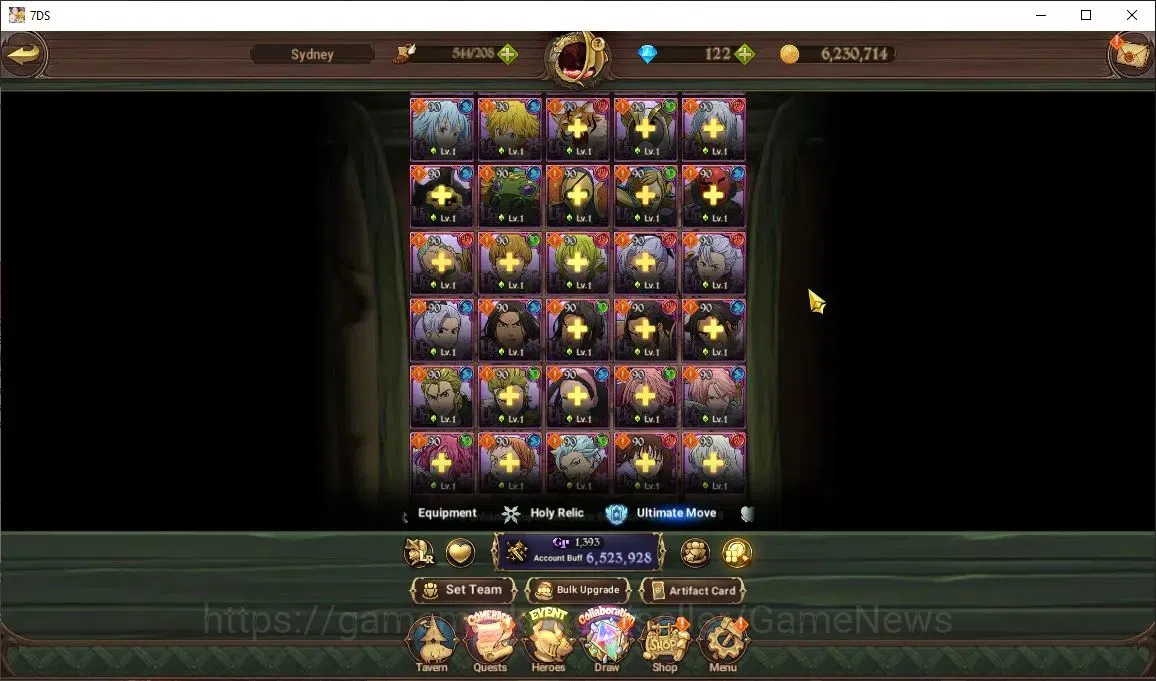 The Seven Deadly Sins: Grand Cross Accounts Midgame Asia|7M CC|62 LS+122 DM|5 LR+11 UR+Many 11