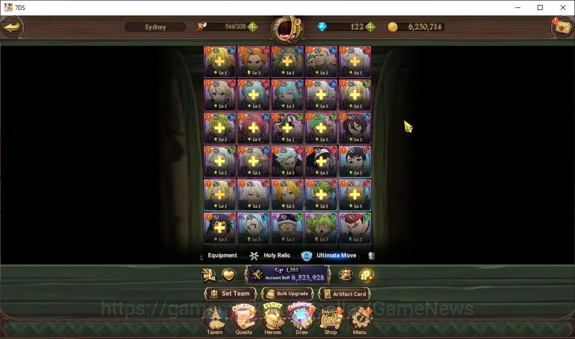 The Seven Deadly Sins: Grand Cross Accounts Midgame Asia|7M CC|62 LS+122 DM|5 LR+11 UR+Many 12