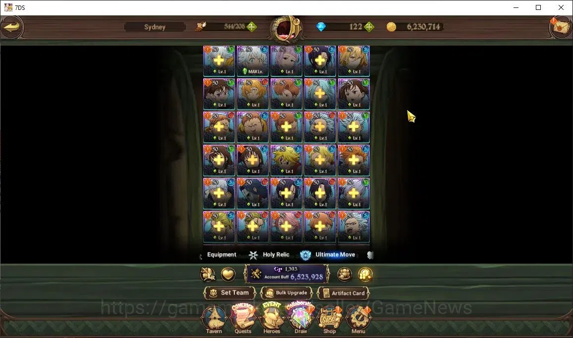 The Seven Deadly Sins: Grand Cross Accounts Midgame Asia|7M CC|62 LS+122 DM|5 LR+11 UR+Many 13