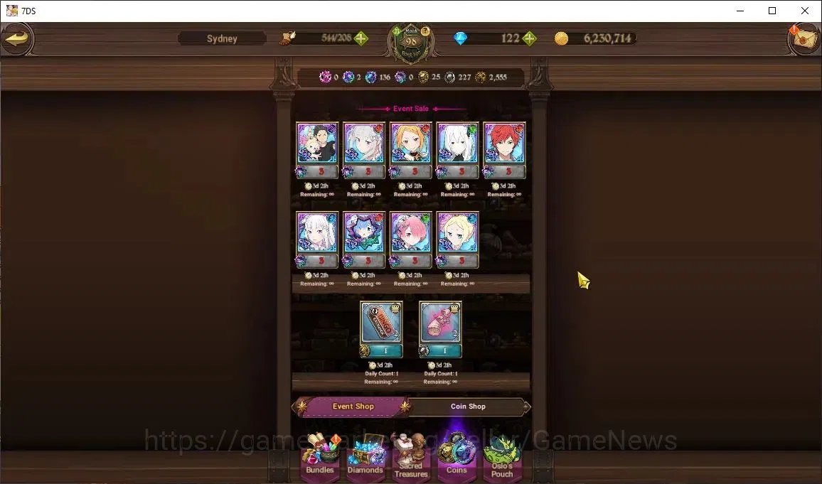 The Seven Deadly Sins: Grand Cross Accounts Midgame Asia|7M CC|62 LS+122 DM|5 LR+11 UR+Many 17