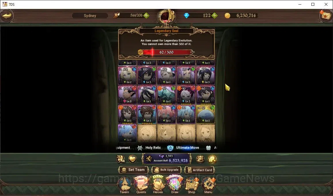 The Seven Deadly Sins: Grand Cross Accounts Midgame Asia|7M CC|62 LS+122 DM|5 LR+11 UR+Many 4