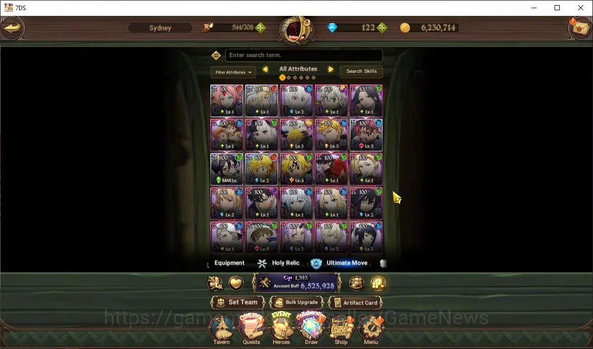 The Seven Deadly Sins: Grand Cross Accounts Midgame Asia|7M CC|62 LS+122 DM|5 LR+11 UR+Many 6