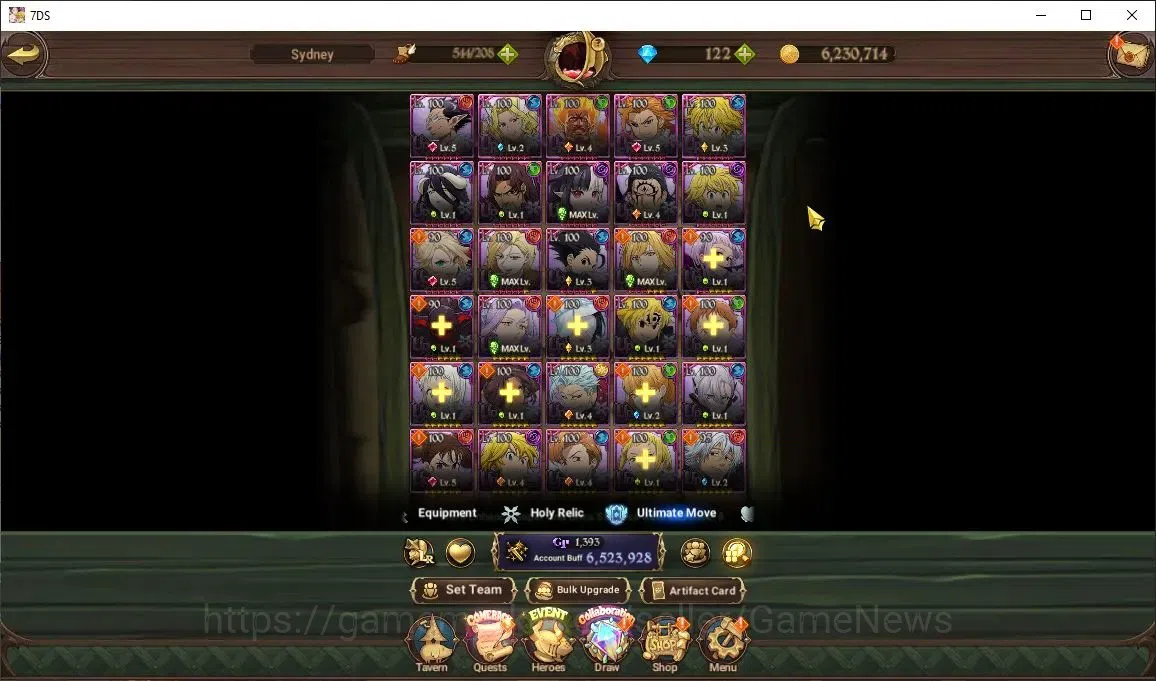 The Seven Deadly Sins: Grand Cross Accounts Midgame Asia|7M CC|62 LS+122 DM|5 LR+11 UR+Many 7