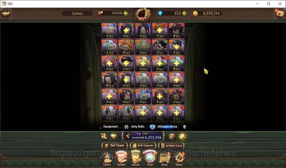The Seven Deadly Sins: Grand Cross Accounts Midgame Asia|7M CC|62 LS+122 DM|5 LR+11 UR+Many 8