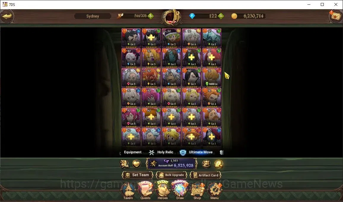 The Seven Deadly Sins: Grand Cross Accounts Midgame Asia|7M CC|62 LS+122 DM|5 LR+11 UR+Many 9
