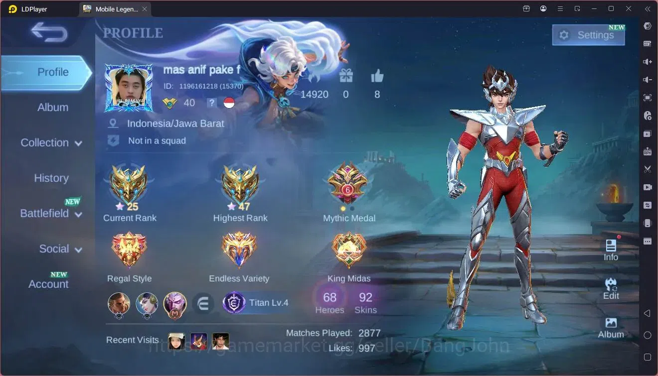 Mobile Legends: Bang Bang Accounts Global|Hero 68|Skin 92|Seasoned|Meowkin Julian|Nar image 19