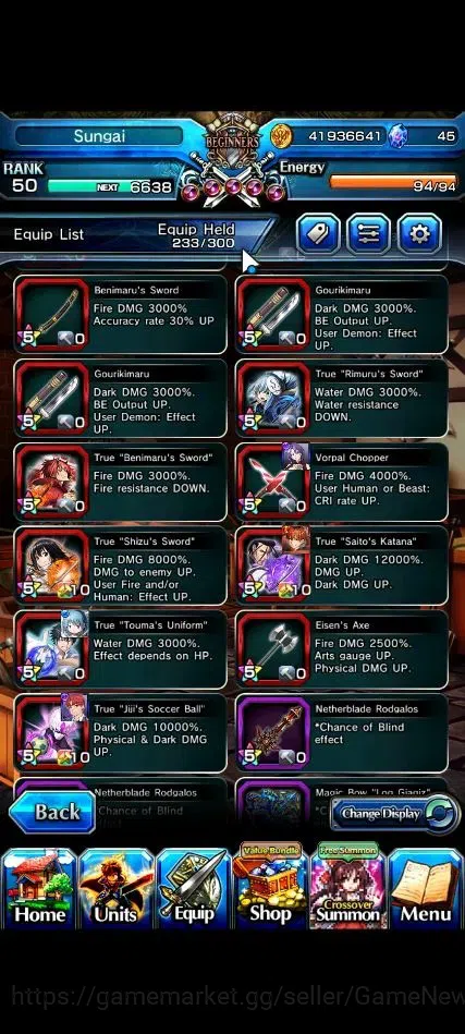 Grand Summoners Accounts End-Game Global|Rank 50|21 Ascend+9 TW|[Fen,Shizu,Fern,Shuna,Etc]+TW,Sayaka,S 13