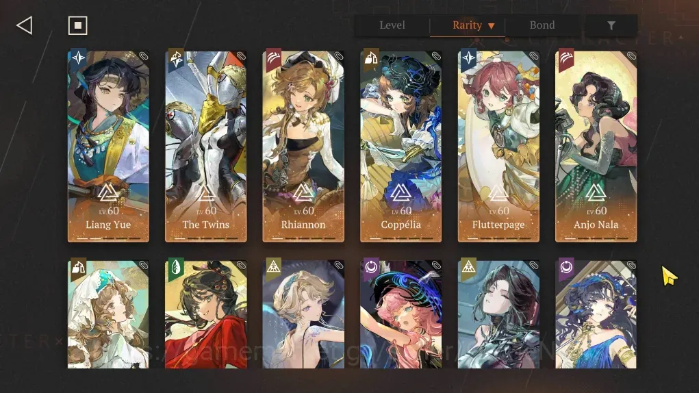 Reverse: 1999 Accounts Endgame Global|Lv 77|54 SSR 9 Limit|Liang Yue P2,The Twins P1,Rhiannon P1,Anjo 1