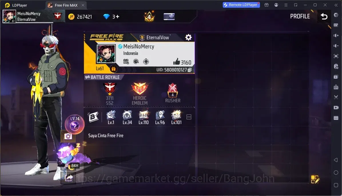 Free Fire Accounts Indonesia | 4 Evo Weapon: UMP,M1014,M1887,Dracen | 6 Skins M1887: Golden Glrare, Sterling Conqueror,Etc 1