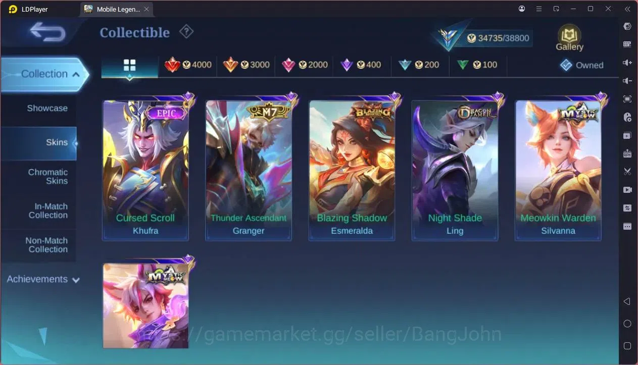 Mobile Legends: Bang Bang Accounts GLOBAL Hero 91 Skin 152|Prime Granger|Meowkin hunt image 5