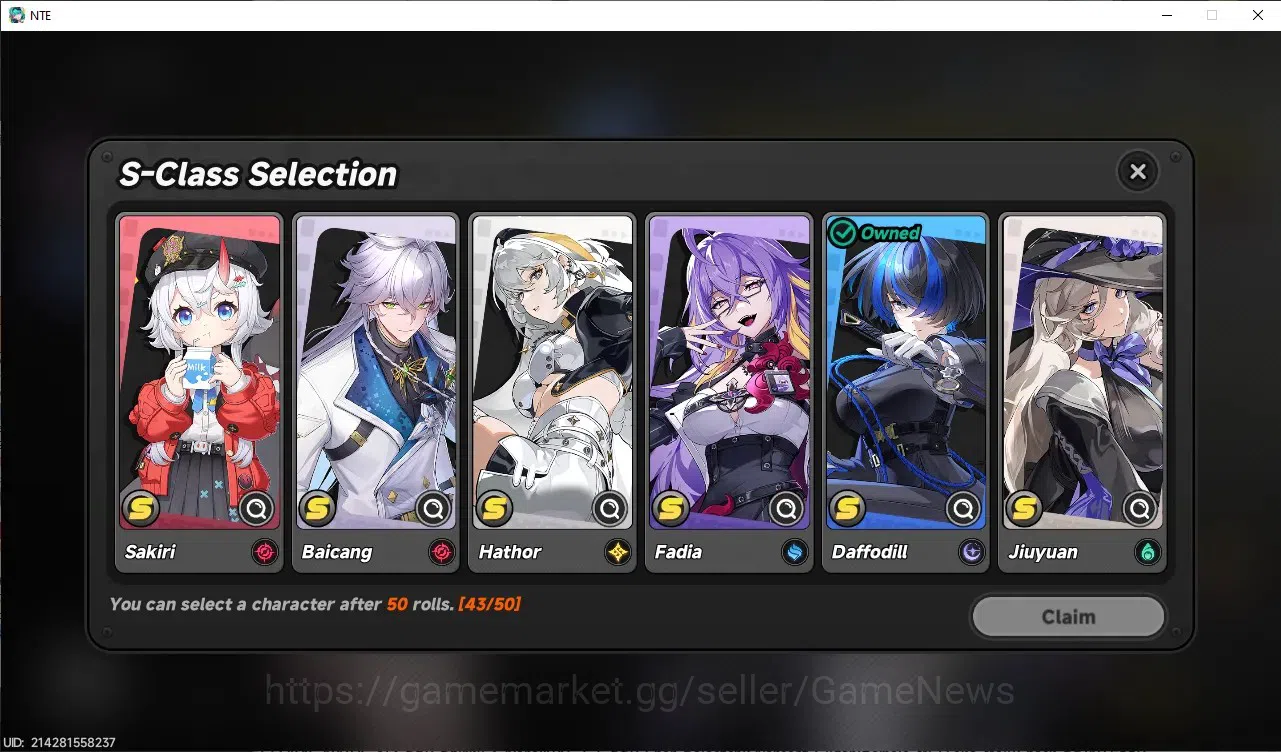 Neverness to Everness Accounts GLOBAL NA|HL 3|2 SSR Shinku & NanallyA1 + 1 SSR Char Selector|Selector 43/50|Overcast 5