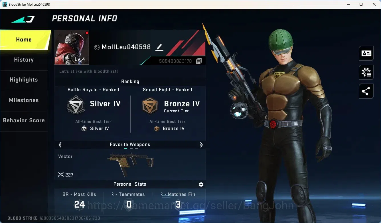 Blood Strike Accounts Collab Skin ASIA | 1 OPM GUN: OBZ95-Genos|1 Collab OPM Sedan|1 Epic Name Changing Card|Check SS BS1930B 1